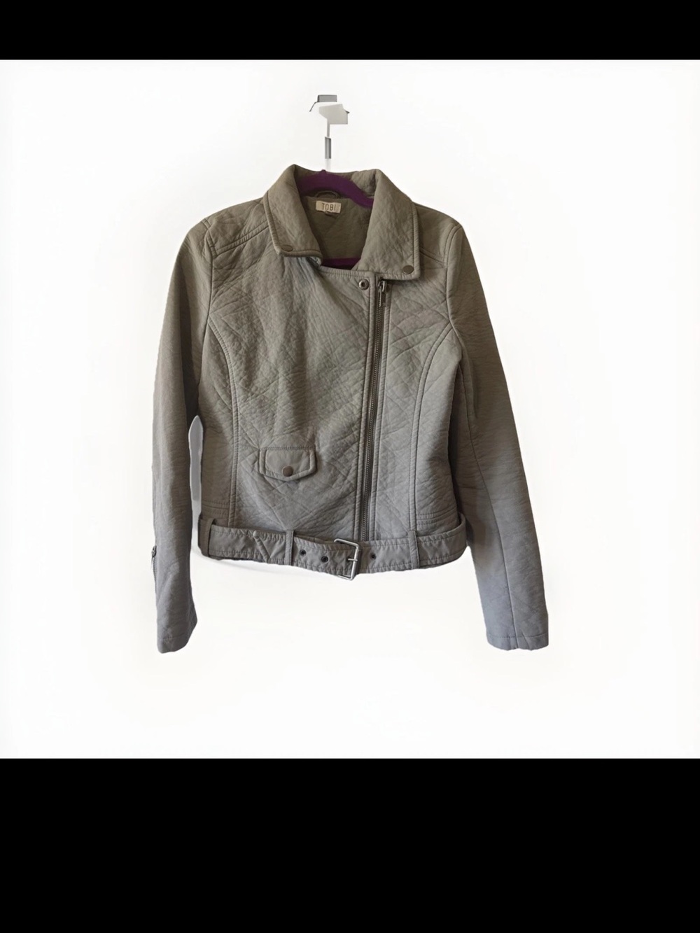 Tobi Quilted Asymmetrical Leather Jacket - Gray
